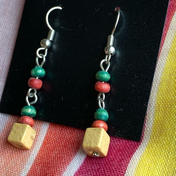 Bohemian tribal beaded dangle earrings African boho - Picture 1 of 5
